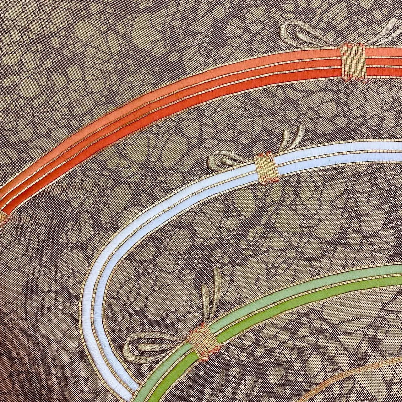 5722# Japanese Vintage Nagoya Obi Belt Kimono Fabric Silk Traditional Embroidery