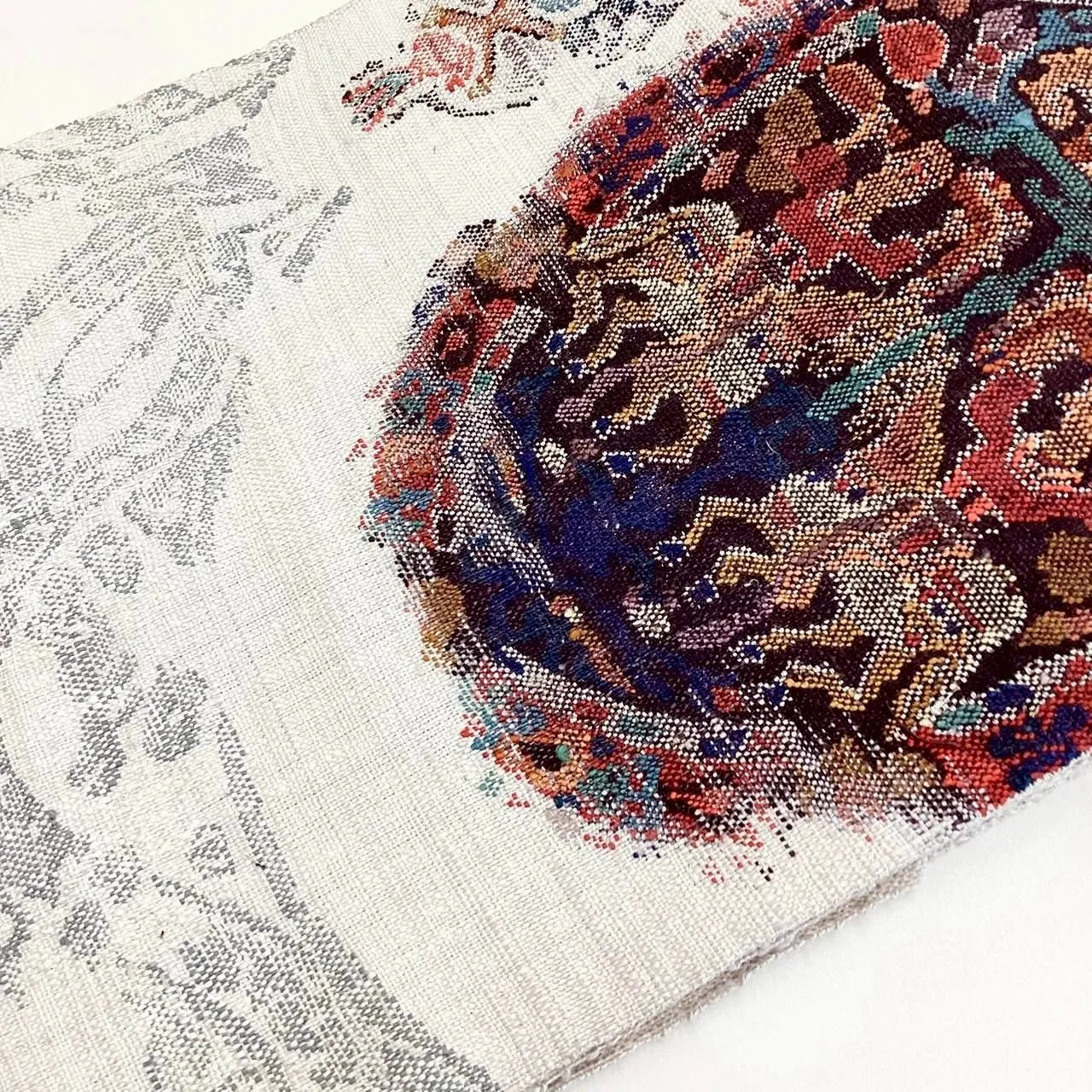 5728# Japanese Vintage Nagoya Obi Belt Kimono Pongee Fabric Silk Traditional