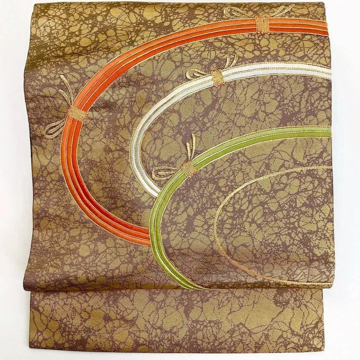 5722# Japanese Vintage Nagoya Obi Belt Kimono Fabric Silk Traditional Embroidery