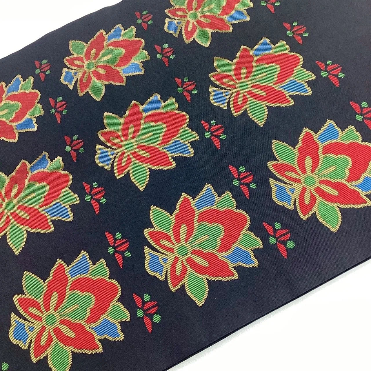 5749# Japanese Vintage Nagoya Obi Belt Kimono Fabric Silk Traditional Black