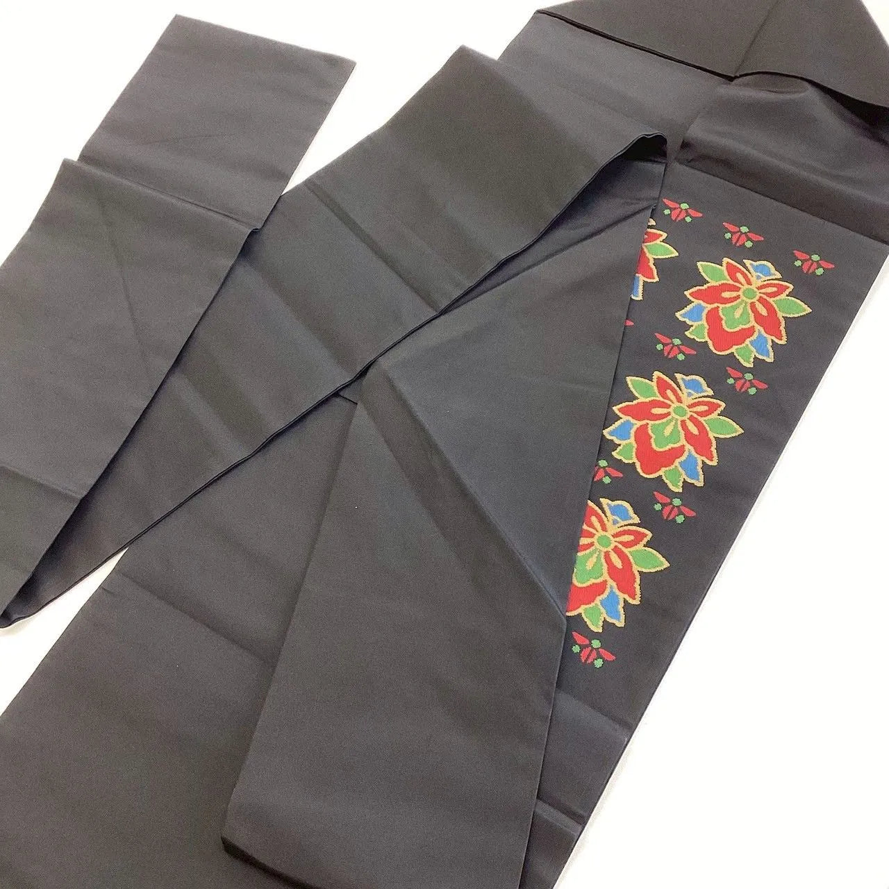 5749# Japanese Vintage Nagoya Obi Belt Kimono Fabric Silk Traditional Black