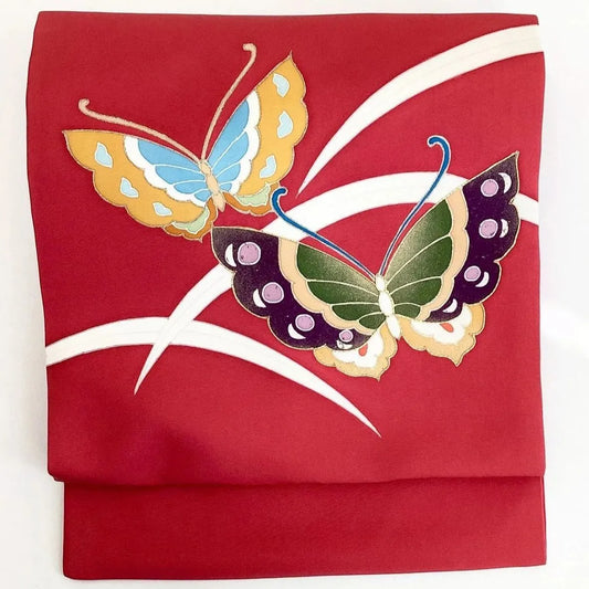 5739# Japanese Vintage Nagoya Obi Belt Kimono Fabric Silk Traditional Embroidery