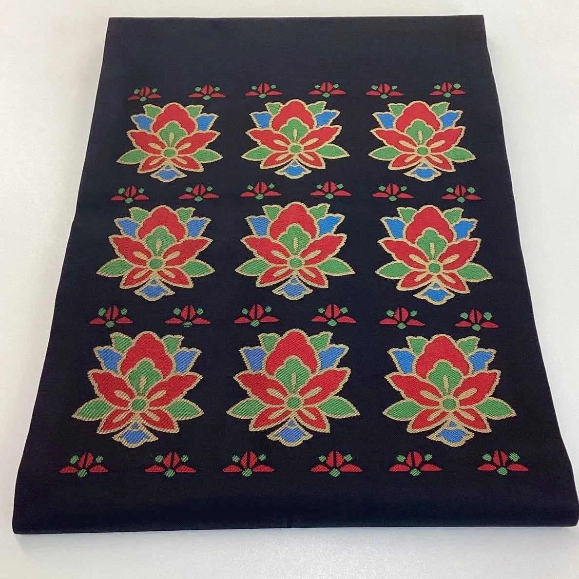 5749# Japanese Vintage Nagoya Obi Belt Kimono Fabric Silk Traditional Black