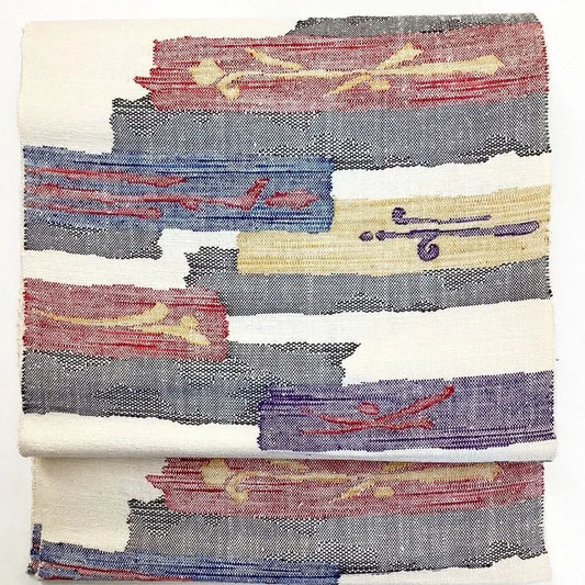 5784# Japanese Vintage Nagoya Obi Belt Kimono Pongee Fabric Silk Traditional