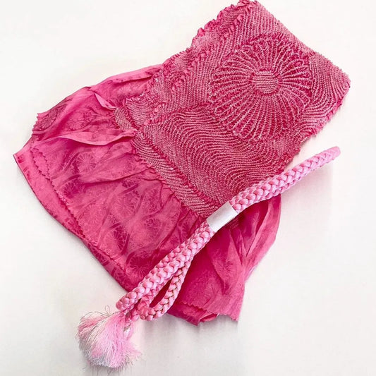 5839# Japanese Kimono Accessory Obiage and Obijime 2-piece Set Silk Shibori