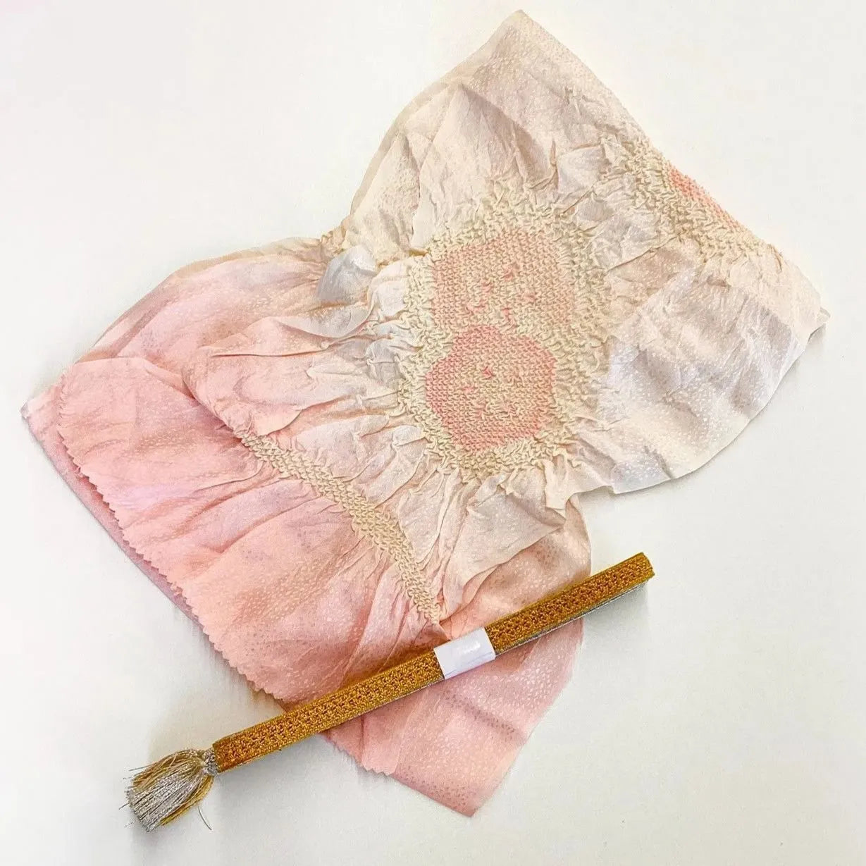 5840# Japanese Kimono Accessory Obiage and Obijime 2-piece Set Silk Shibori