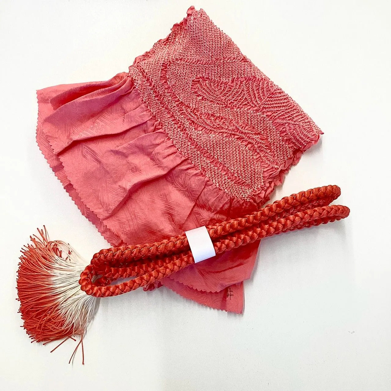 5863# Japanese Kimono Accessory Obiage and Obijime 2-piece Set Silk Shibori