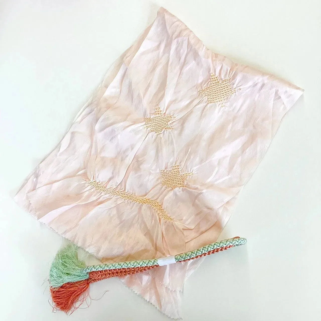 5847# Japanese Kimono Accessory Obiage and Obijime 2-piece Set Silk Shibori