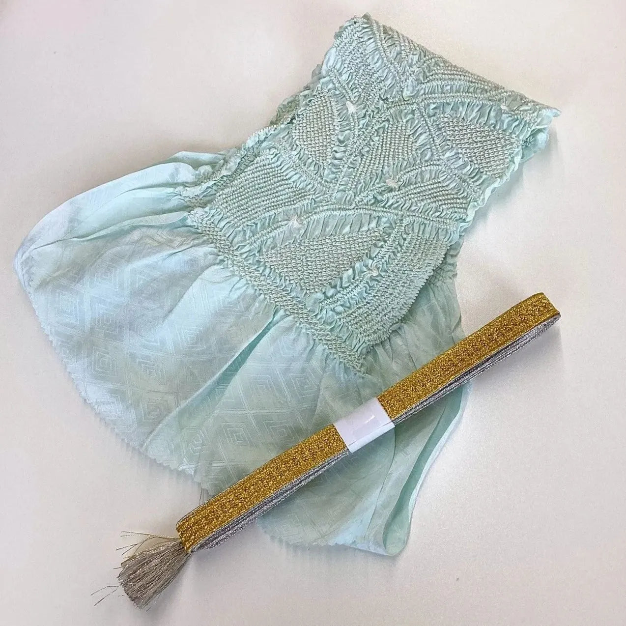 5849# Japanese Kimono Accessory Obiage and Obijime 2-piece Set Silk Shibori