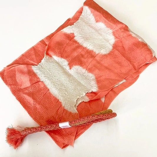 5853# Japanese Kimono Accessory Obiage and Obijime 2-piece Set Silk Shibori
