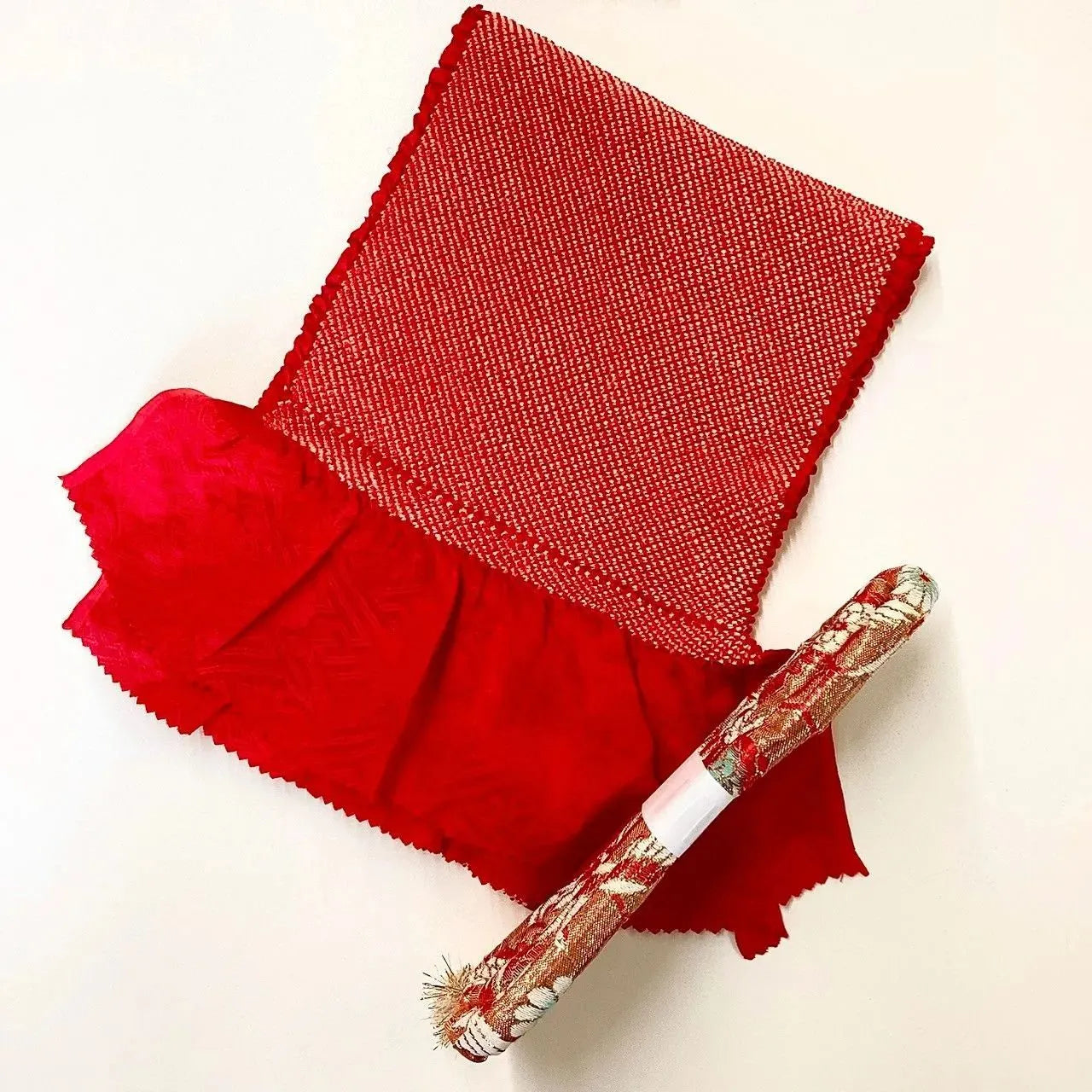 5859# Japanese Kimono Accessory Obiage and Obijime 2-piece Set Silk Shibori