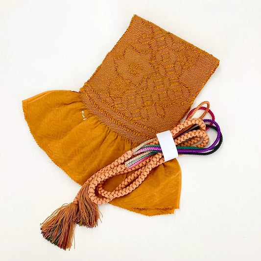 5868# Japanese Kimono Accessory Obiage and Obijime 2-piece Set Silk Shibori
