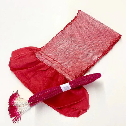 5867# Japanese Kimono Accessory Obiage and Obijime 2-piece Set Silk Shibori