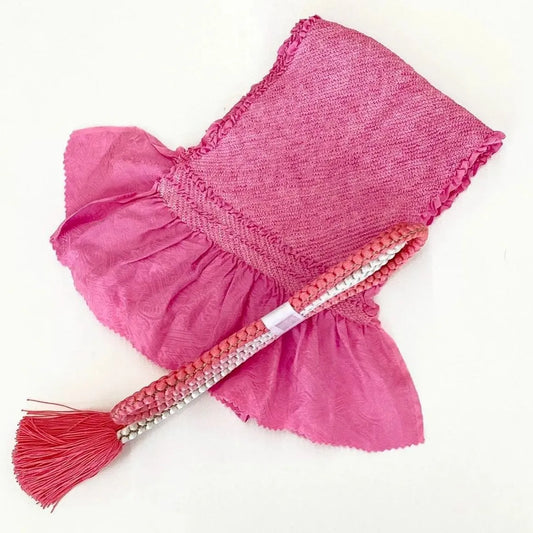 5873# Japanese Kimono Accessory Obiage and Obijime 2-piece Set Silk Shibori