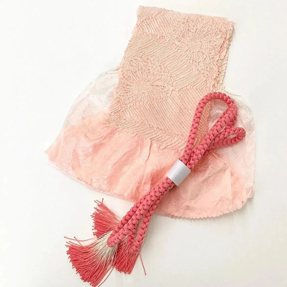 5888# Japanese Kimono Accessory Obiage and Obijime 2-piece Set Silk Shibori