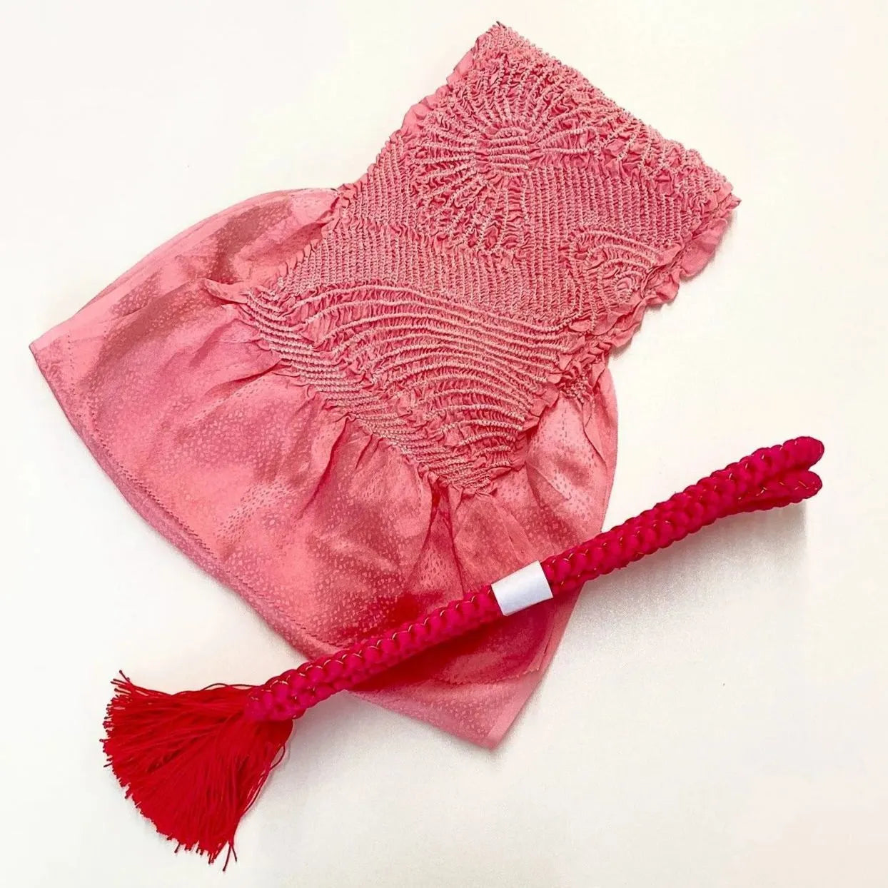 5895# Japanese Kimono Accessory Obiage and Obijime 2-piece Set Silk Shibori