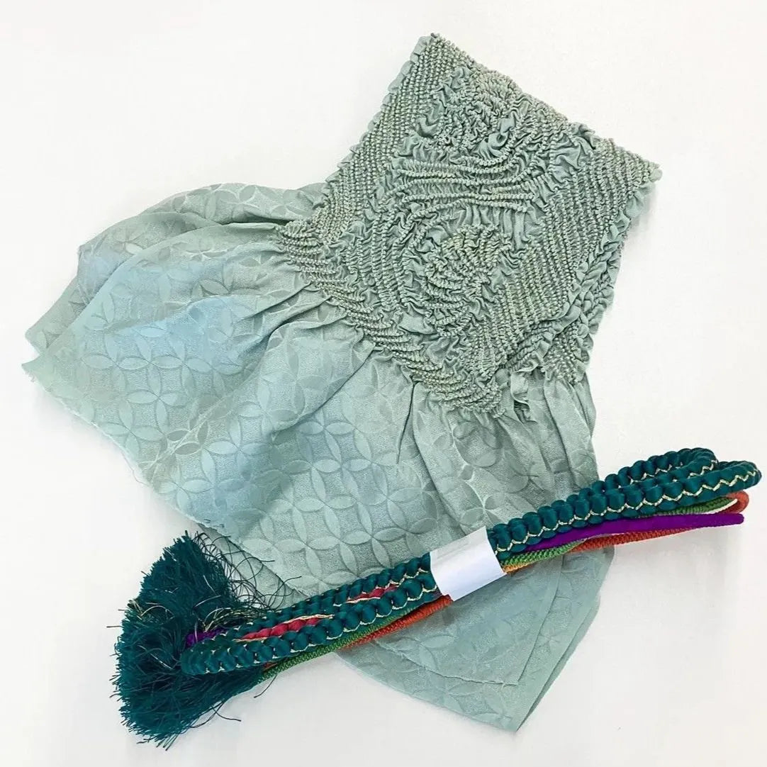 5898# Japanese Kimono Accessory Obiage and Obijime 2-piece Set Silk Shibori