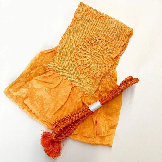 5909# Japanese Kimono Accessory Obiage and Obijime 2-piece Set Silk Shibori