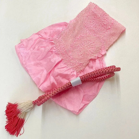 5913# Japanese Kimono Accessory Obiage and Obijime 2-piece Set Silk Shibori
