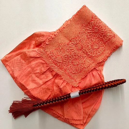 5916# Japanese Kimono Accessory Obiage and Obijime 2-piece Set Silk Shibori