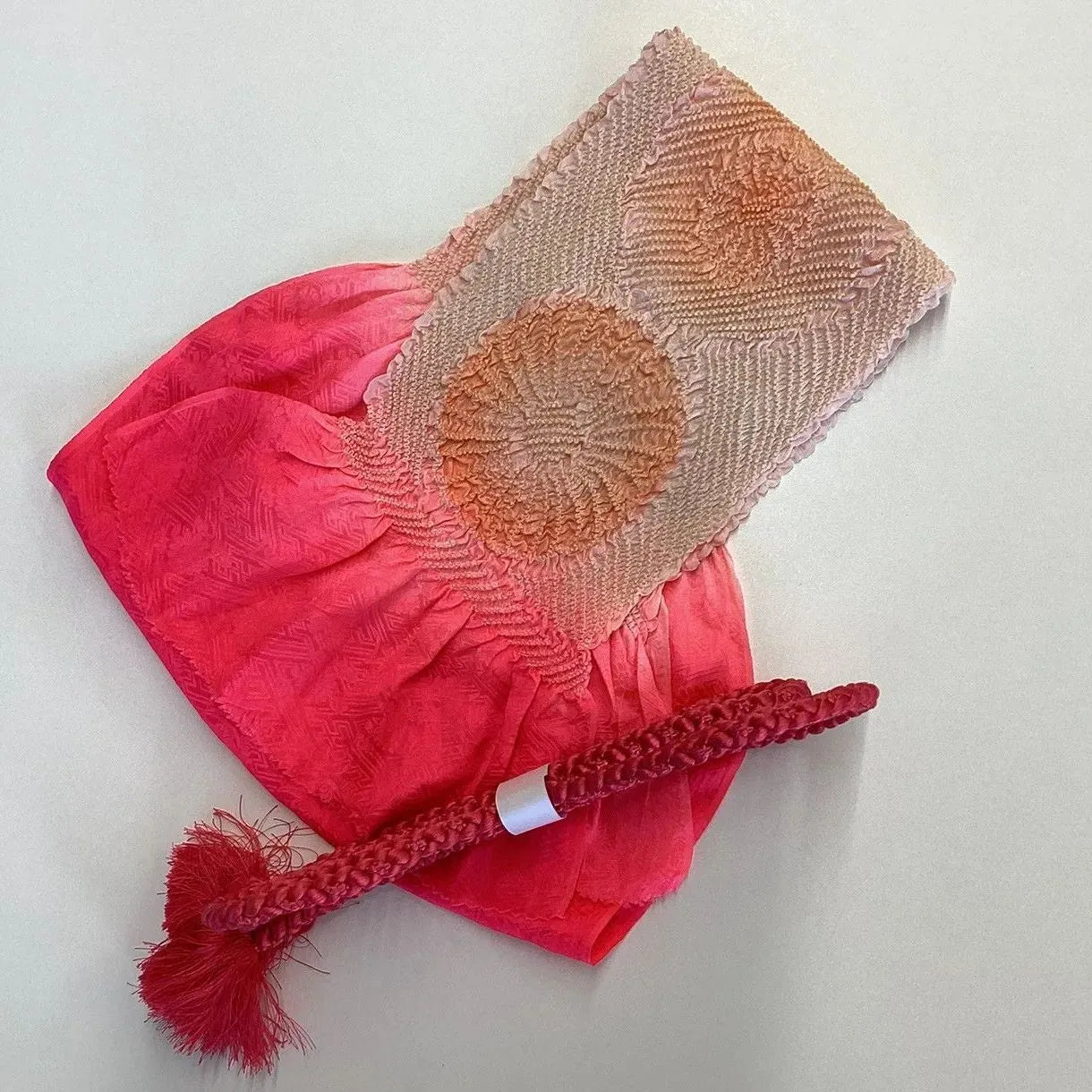 5921# Japanese Kimono Accessory Obiage and Obijime 2-piece Set Silk Shibori