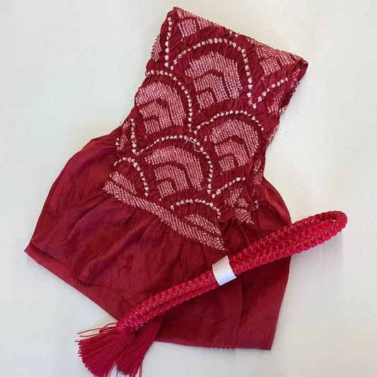 5923# Japanese Kimono Accessory Obiage and Obijime 2-piece Set Silk Shibori