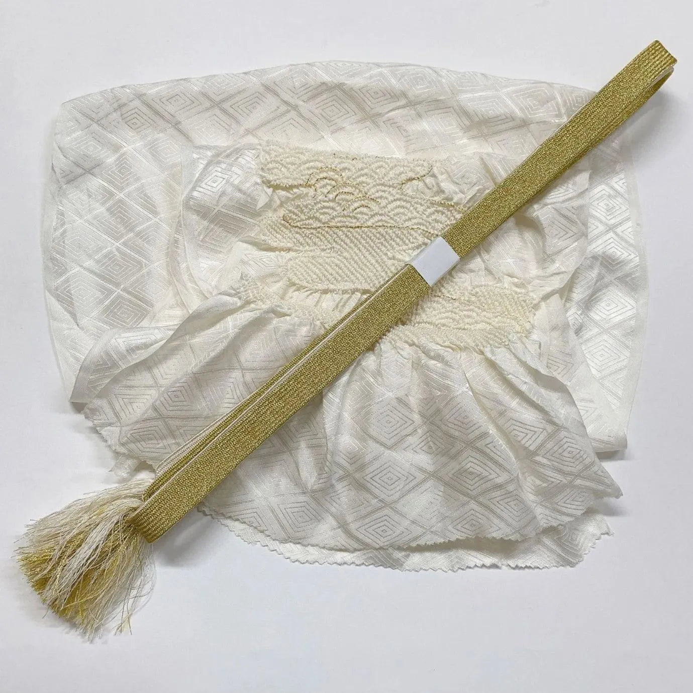 5939# Japanese Kimono Accessory Obiage and Obijime 2-piece Set Silk Shibori