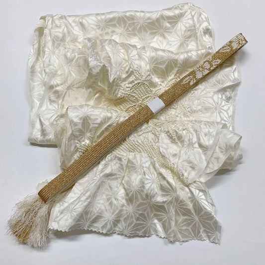 5947# Japanese Kimono Accessory Obiage and Obijime 2-piece Set Silk Shibori