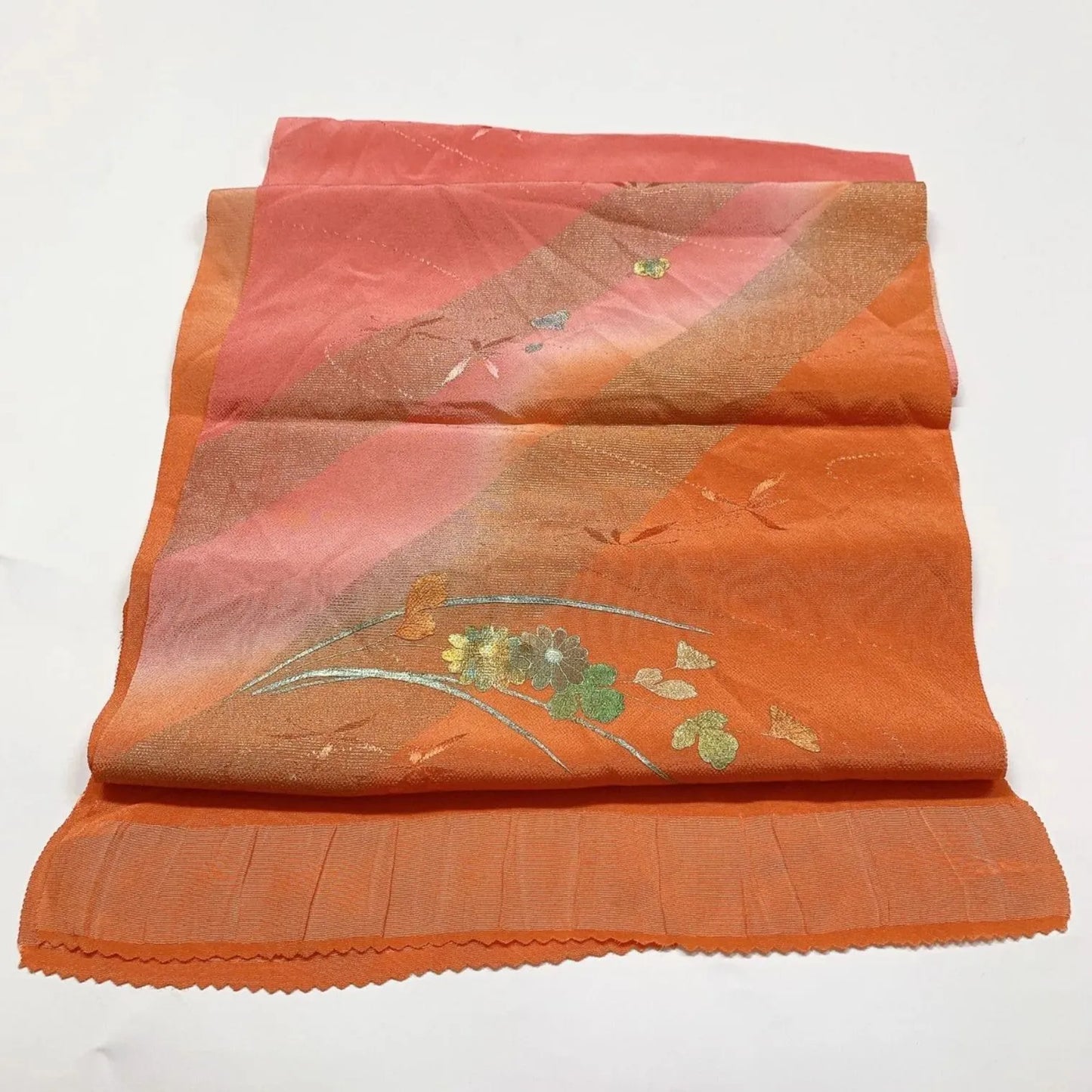 5962# Japanese Kimono Accessory Vintage Obiage and Obijime 2-piece Set Silk