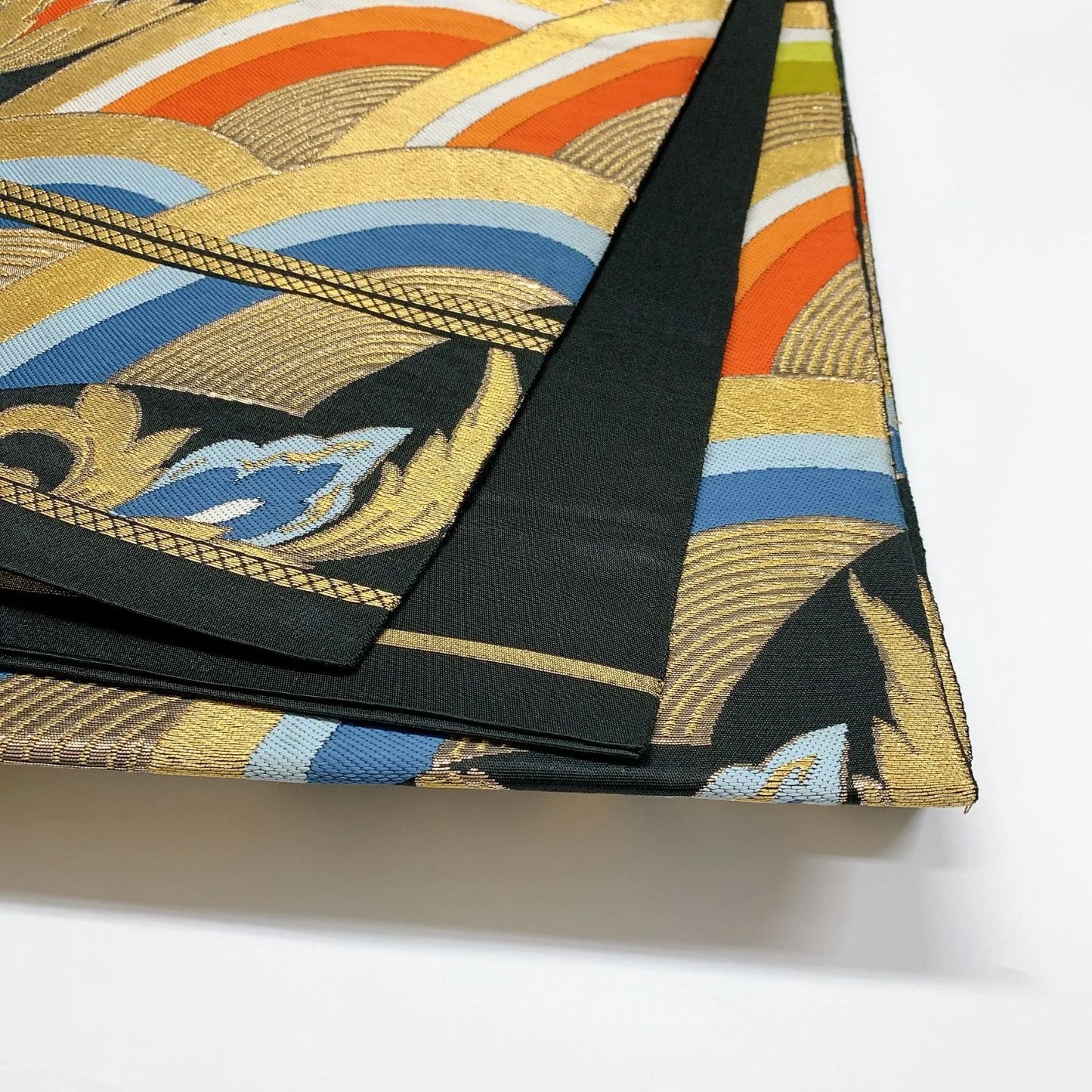 5984# Japanese Vintage Fukuro Obi Belt Kimono Fabric Silk Traditional Embroidery　