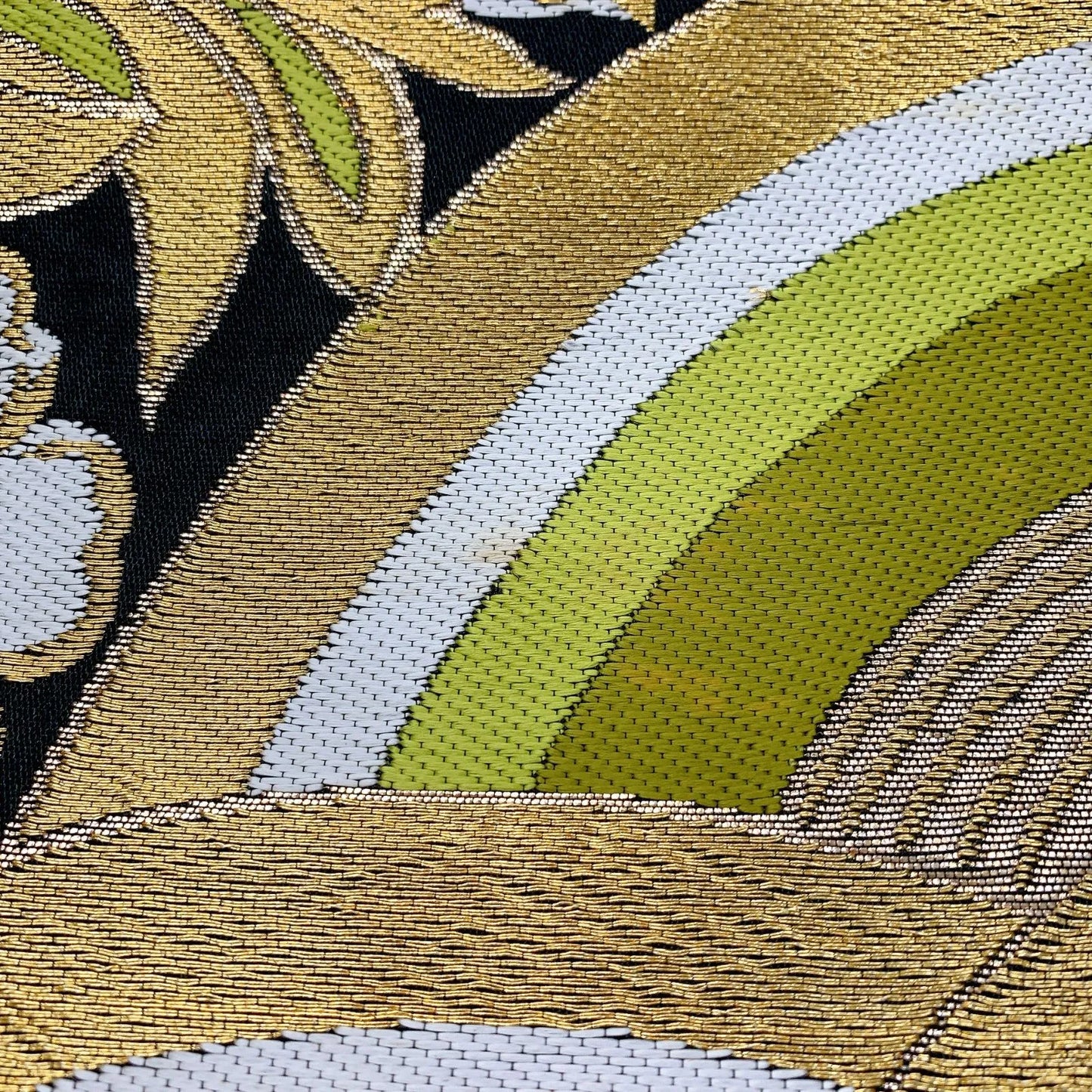 5984# Japanese Vintage Fukuro Obi Belt Kimono Fabric Silk Traditional Embroidery　