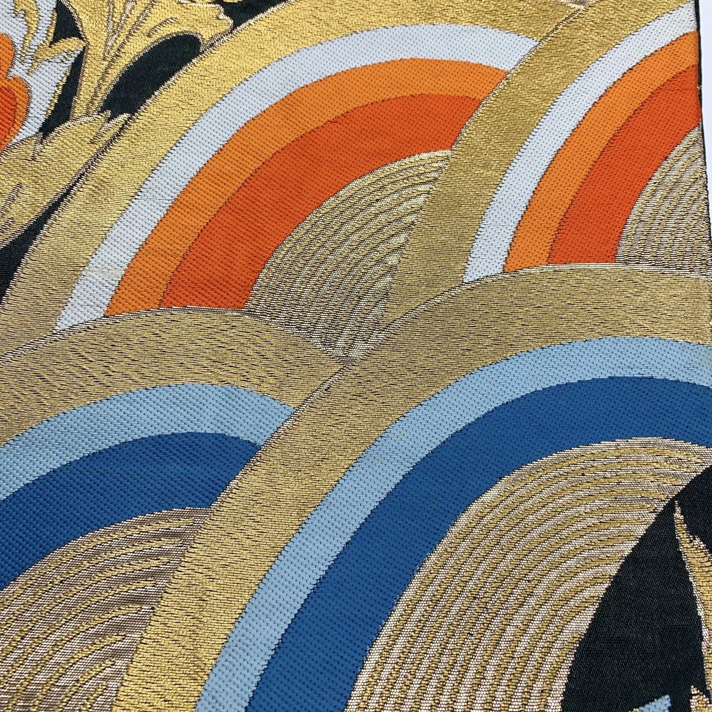 5984# Japanese Vintage Fukuro Obi Belt Kimono Fabric Silk Traditional Embroidery　