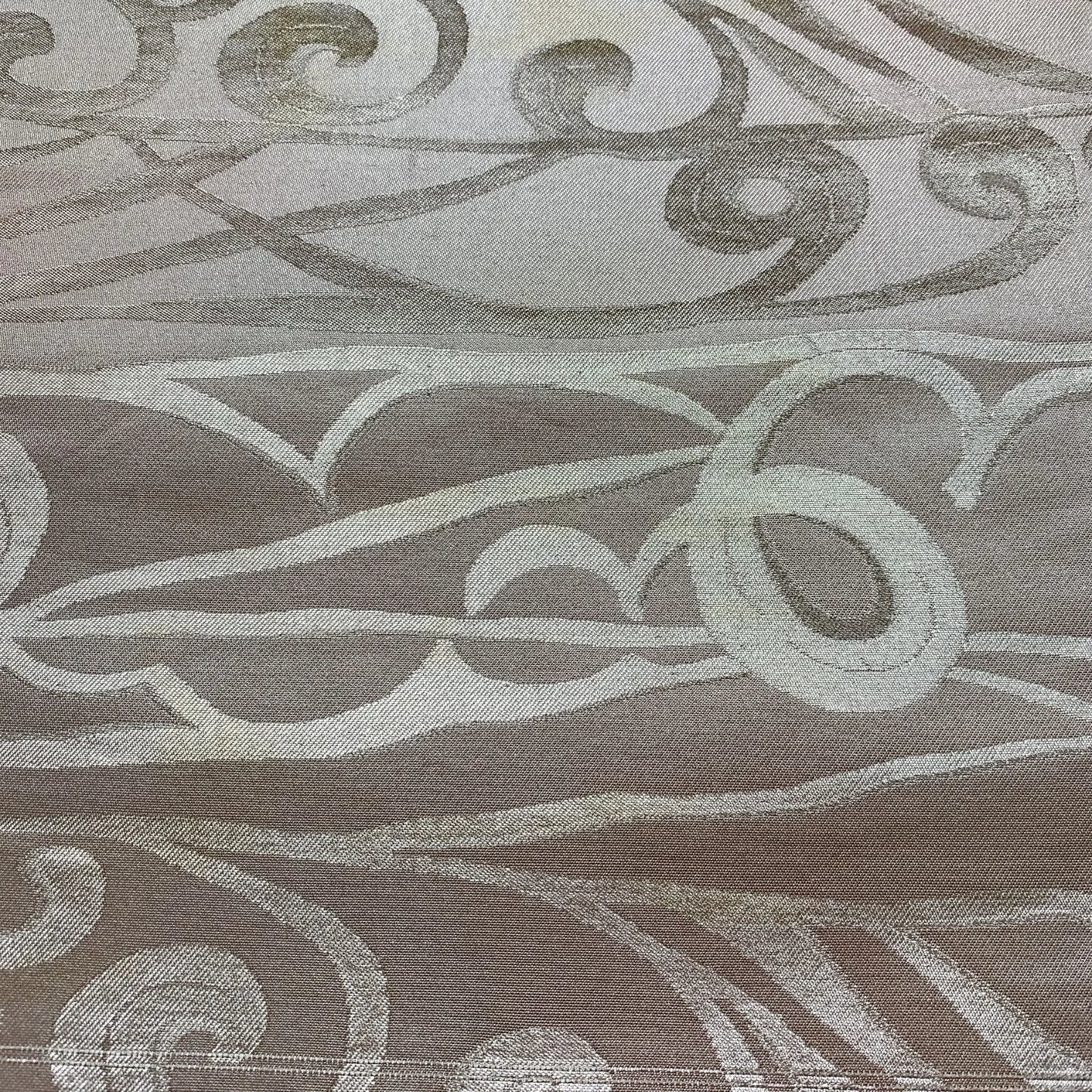 5992# Japanese Vintage Fukuro Obi Belt Kimono Fabric Silk Traditional Silver