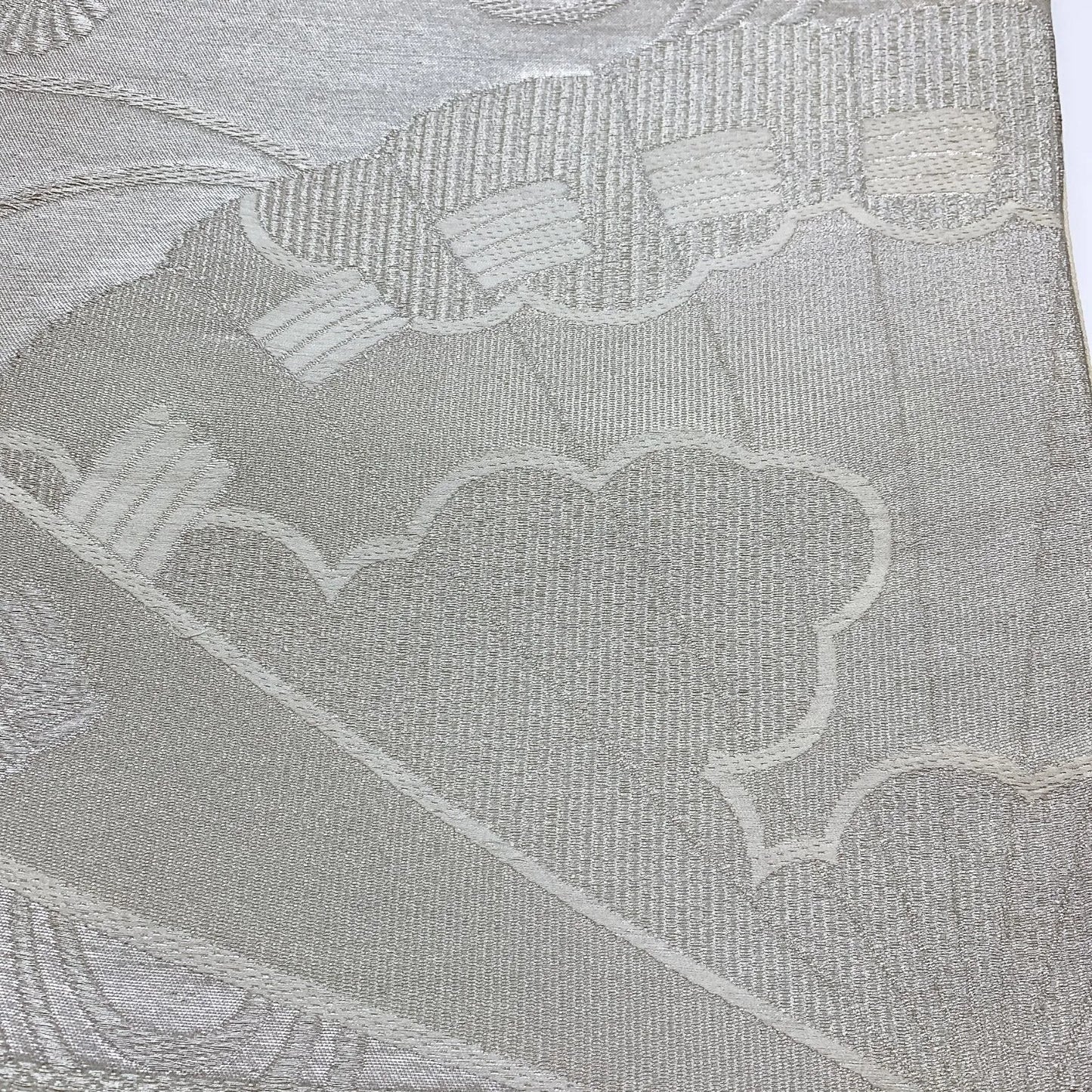 5995# Japanese Vintage Fukuro Obi Belt Kimono Fabric Silk Traditional Silver