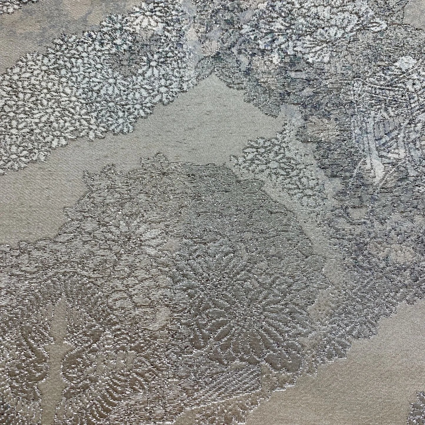 5997# Japanese Vintage Fukuro Obi Belt Kimono Fabric Silk Traditional Silver