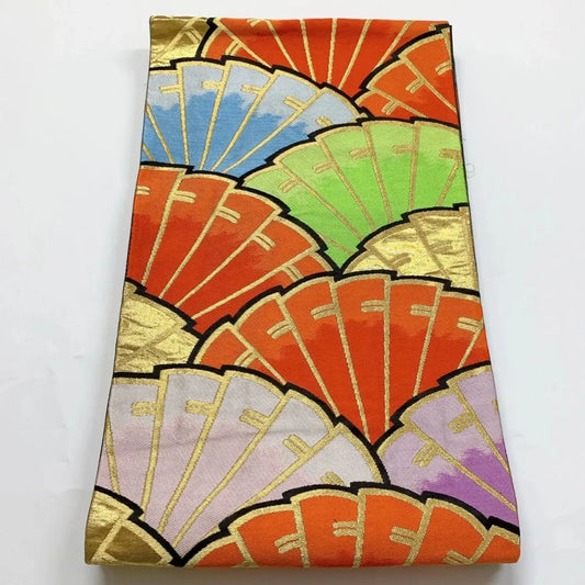 5998# Japanese Vintage Fukuro Obi Belt Kimono Fabric Silk Traditional Untailored