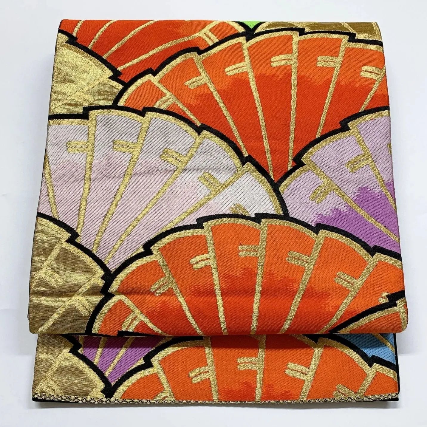 5998# Japanese Vintage Fukuro Obi Belt Kimono Fabric Silk Traditional Untailored