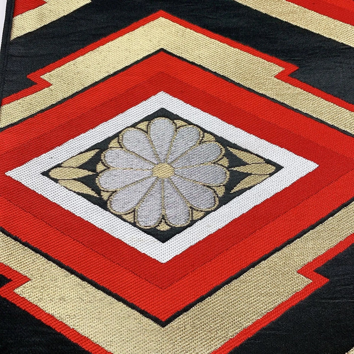 6011# Japanese Vintage Fukuro Obi Belt Kimono Fabric Silk Traditional Black