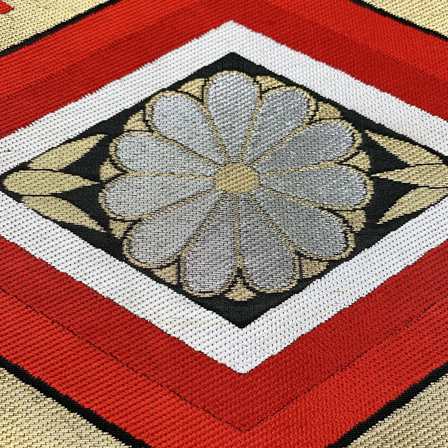 6011# Japanese Vintage Fukuro Obi Belt Kimono Fabric Silk Traditional Black