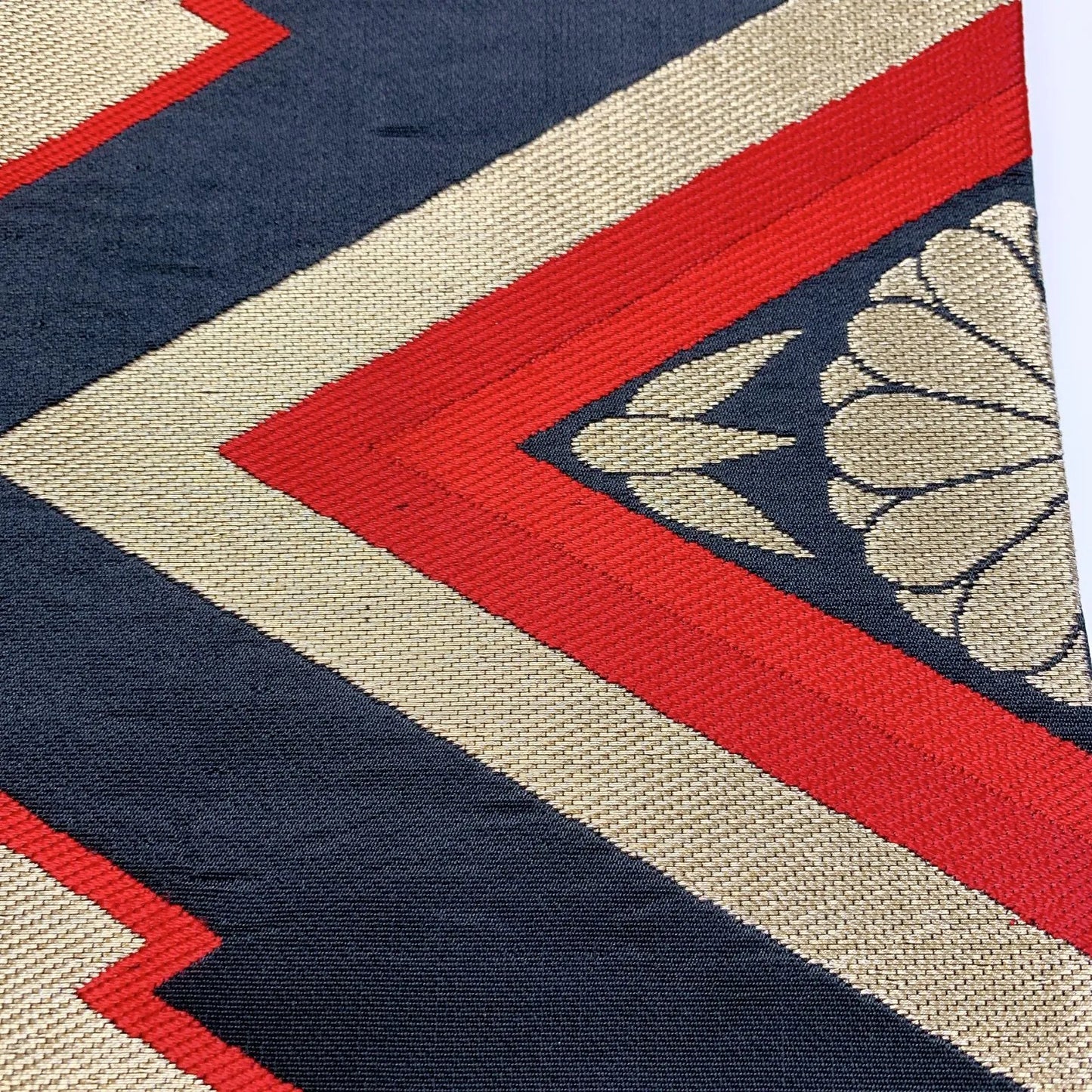 6011# Japanese Vintage Fukuro Obi Belt Kimono Fabric Silk Traditional Black