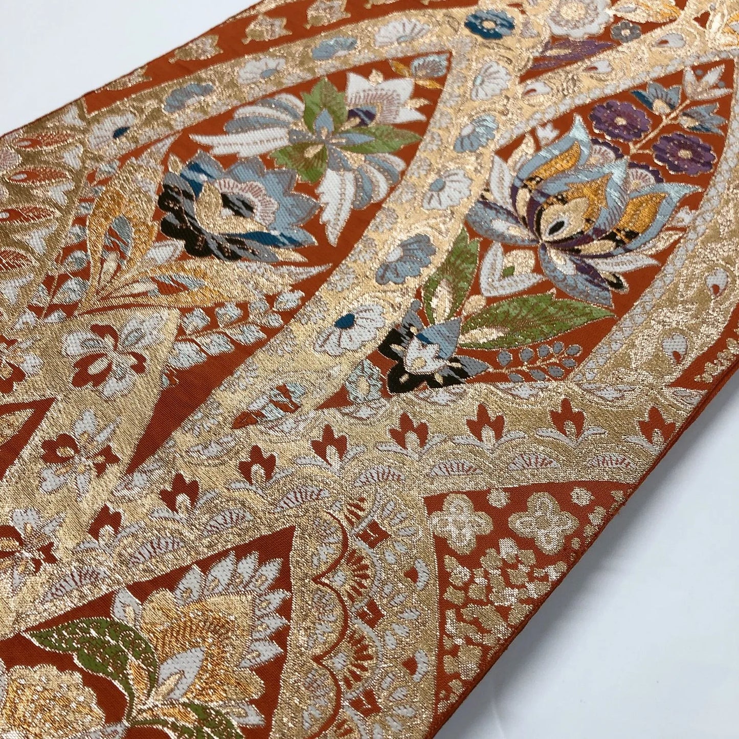 6014# Japanese Vintage Fukuro Obi Belt Kimono Fabric Silk Traditional