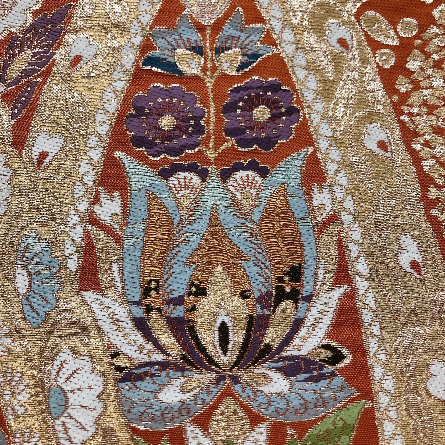 6014# Japanese Vintage Fukuro Obi Belt Kimono Fabric Silk Traditional