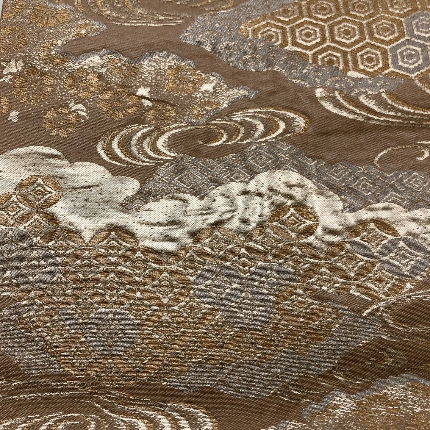 6016# Japanese Vintage Fukuro Obi Belt Kimono Fabric Silk Traditional Untailored