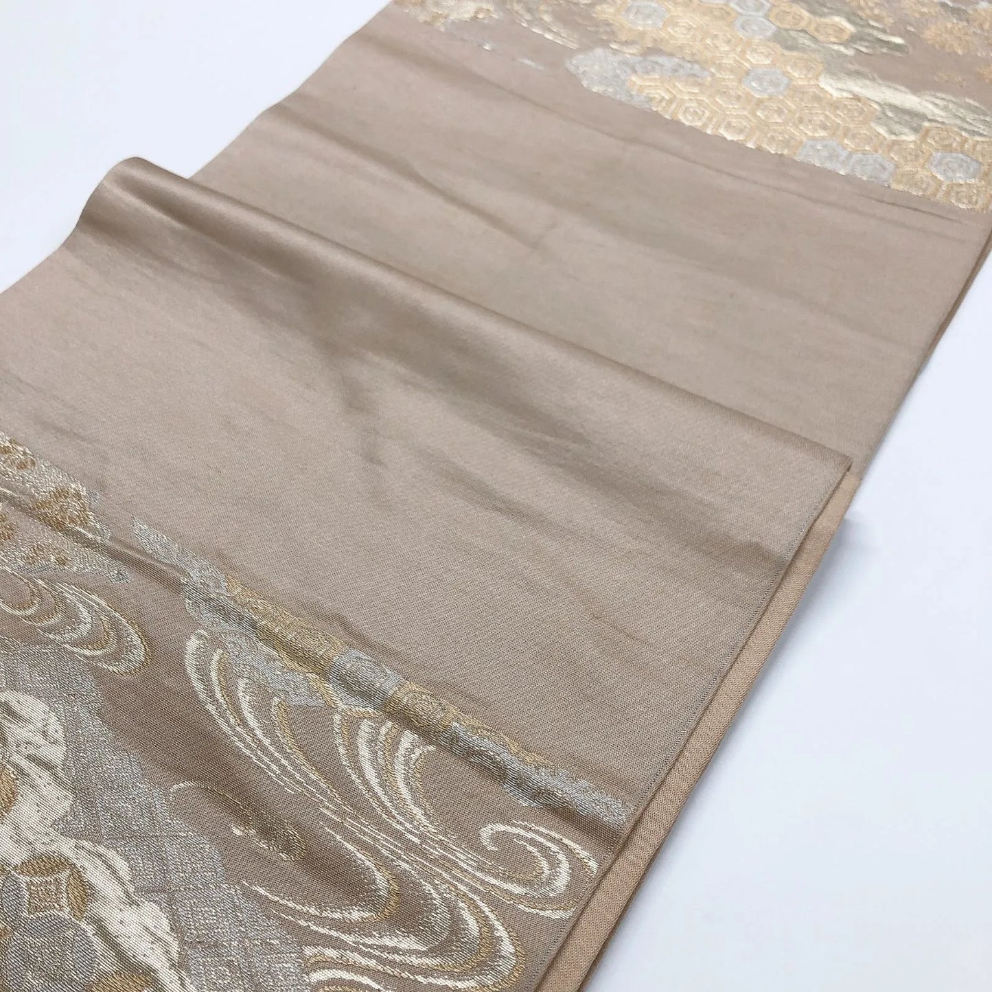 6016# Japanese Vintage Fukuro Obi Belt Kimono Fabric Silk Traditional Untailored