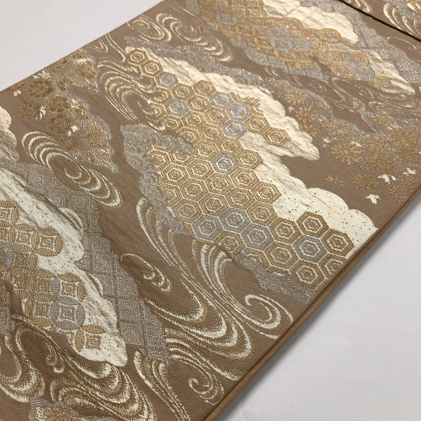 6016# Japanese Vintage Fukuro Obi Belt Kimono Fabric Silk Traditional Untailored