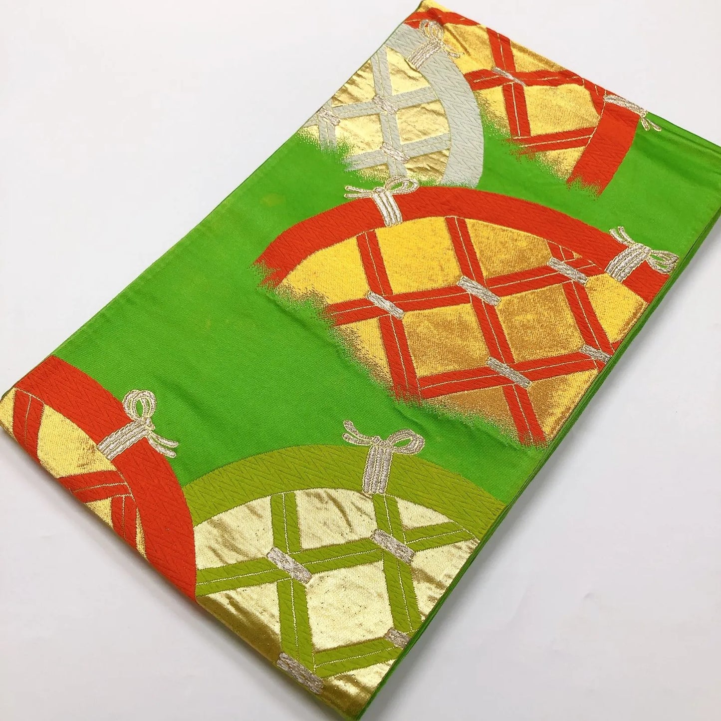 6022# Japanese Vintage Fukuro Obi Belt Kimono Fabric Silk Traditional Embroidery