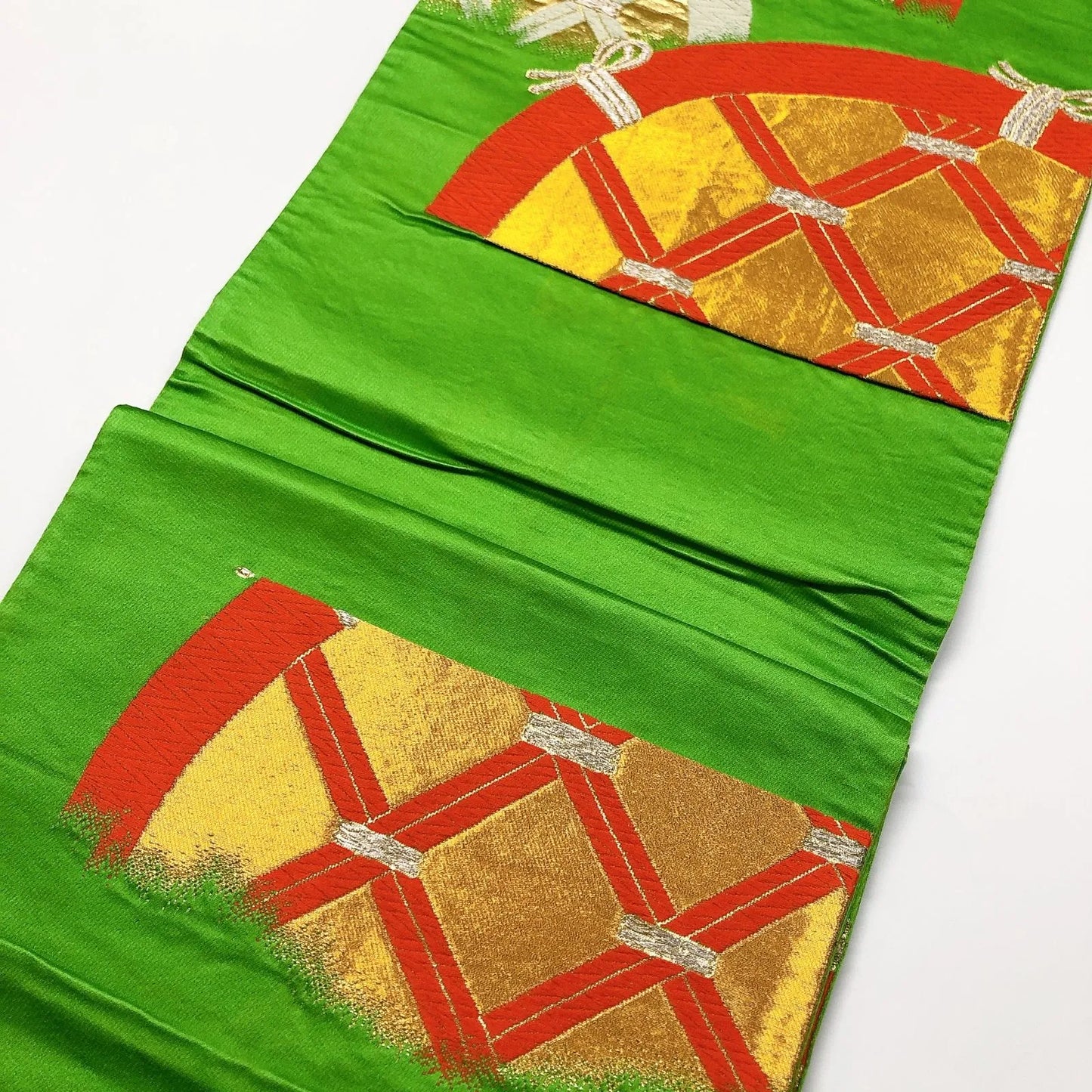 6022# Japanese Vintage Fukuro Obi Belt Kimono Fabric Silk Traditional Embroidery