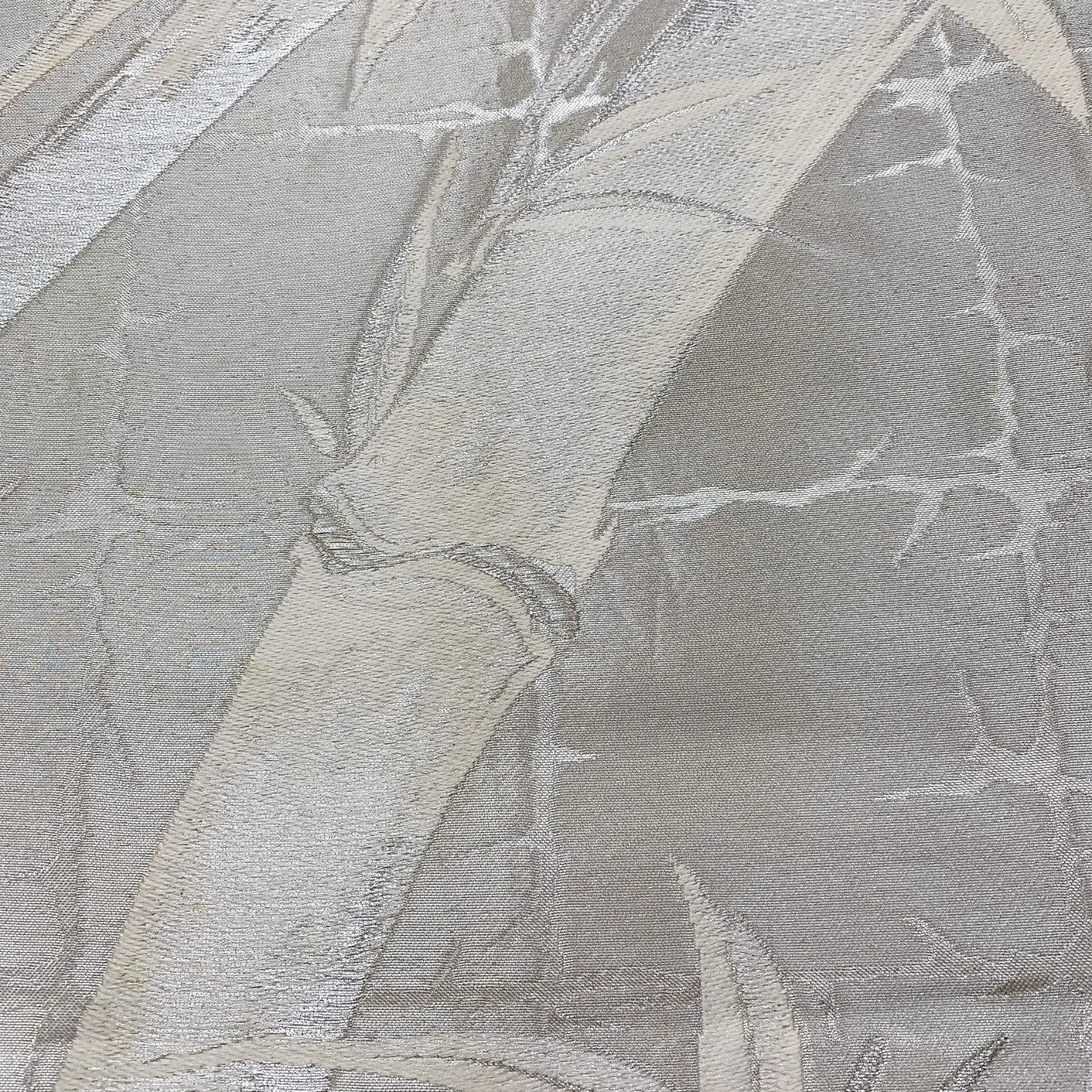 6025# Japanese Vintage Fukuro Obi Belt Kimono Fabric Silk Traditional Silver