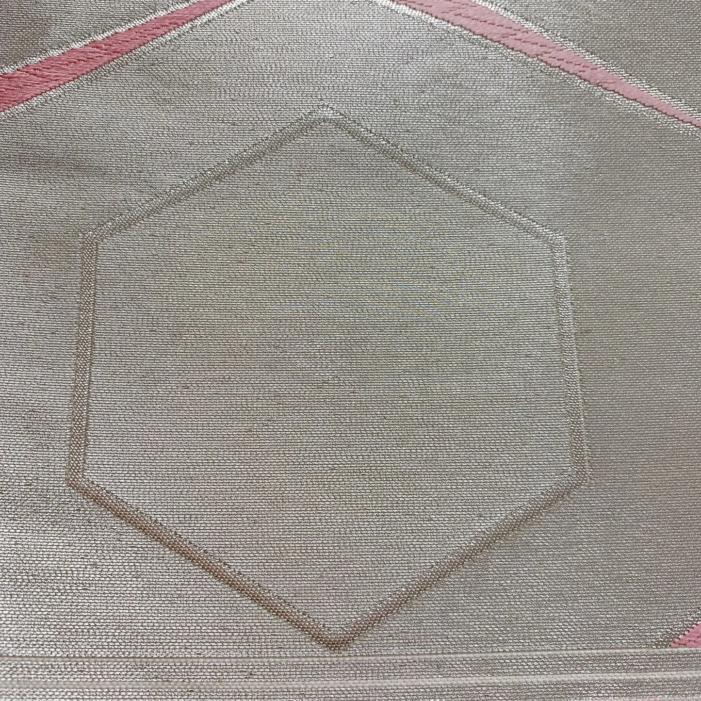 6027# Japanese Vintage Fukuro Obi Belt Kimono Fabric Silk Traditional Silver　