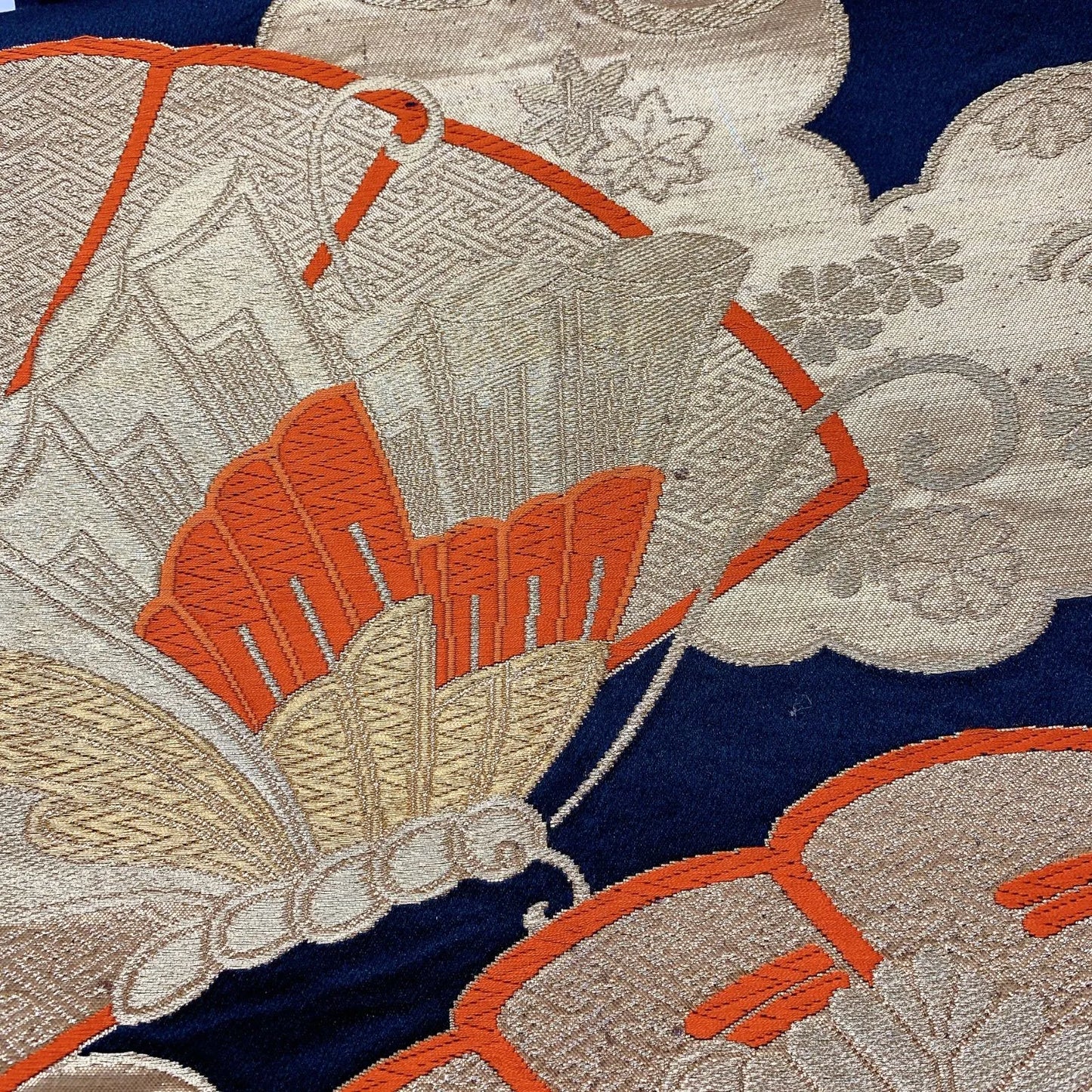 6030# Japanese Vintage Fukuro Obi Belt Kimono Fabric Silk Traditional Black